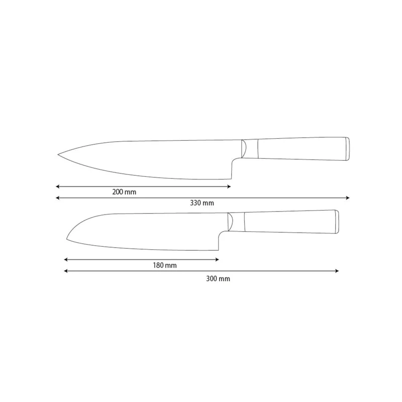 Shinrai Knives - Hammered Damask BR 2-teiliges Messerset - Kochmesser + Santokumesser