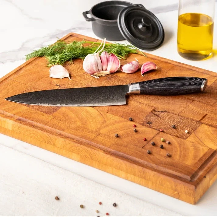 Shinrai Knives – 2-teiliges Messerset aus Damast-Pakkaholz – Kochmesser + Santokumesser