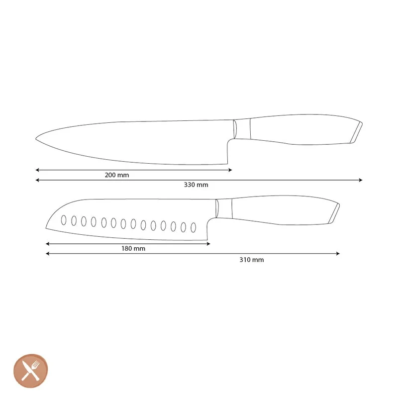 Shinrai Knives – 2-teiliges Messerset aus Damast-Pakkaholz – Kochmesser + Santokumesser