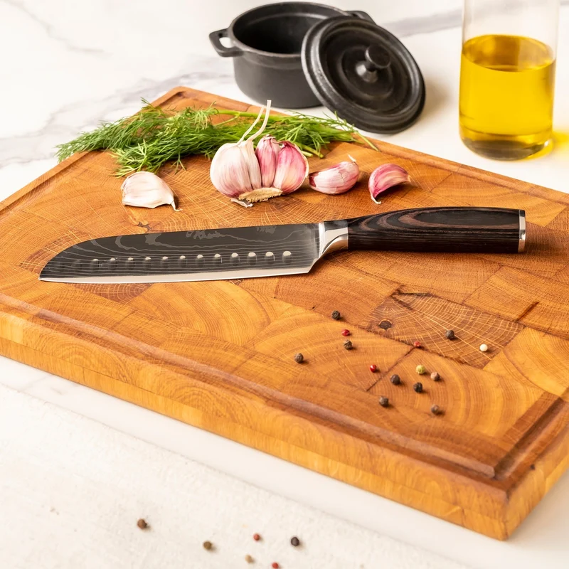 Shinrai Knives – 2-teiliges Messerset mit Damaszener-Print – Santoku + Schälmesser