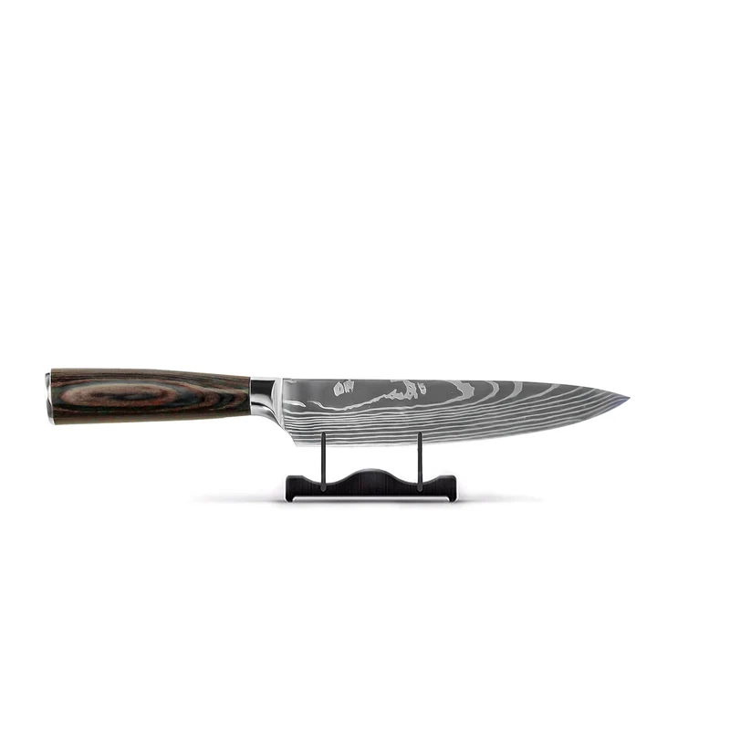 Shinrai Knives – 3-teiliges Messerset mit Damaszener-Print – Kochmesser + Brotmesser + Schälmesser