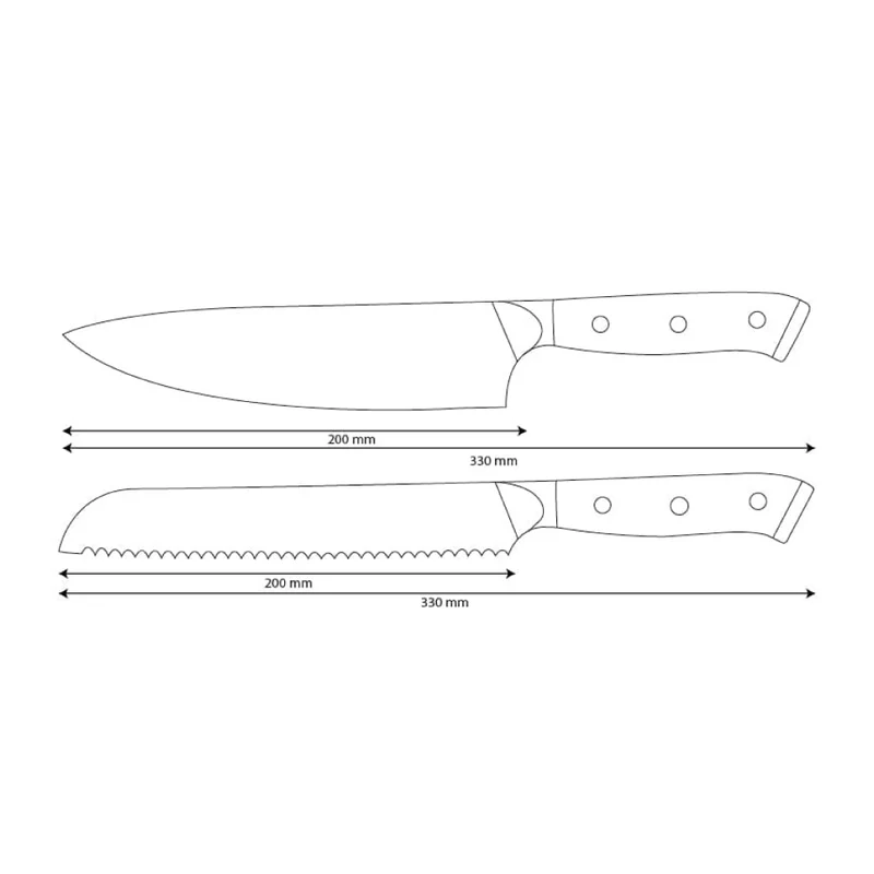 Shinrai Knives - Eclipse 2-teiliges Damastmesser-Set - Kochmesser + Brotmesser