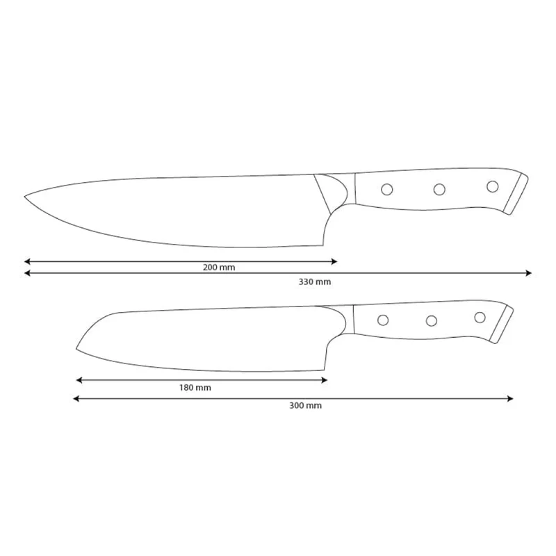 Shinrai Knives - Eclipse 2-teiliges Damastmesser-Set - Kochmesser + Santokumesser