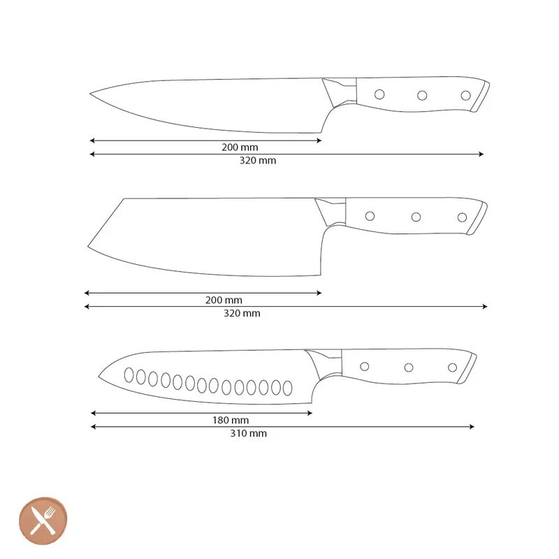 Shinrai Knives - Perlmutt-Juwelen 3-teiliges Damast-Messerset - Kochmesser + Nakiri + Santoku