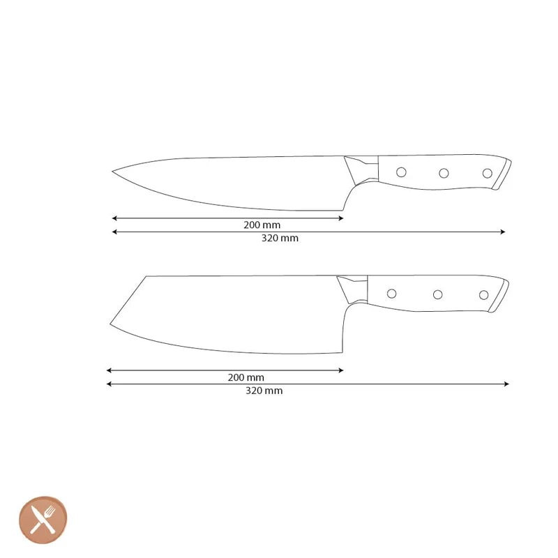 Shinrai Knives - Perlmutt-Juwelen 2-teiliges Damast-Messerset - Kochmesser + Nakiri