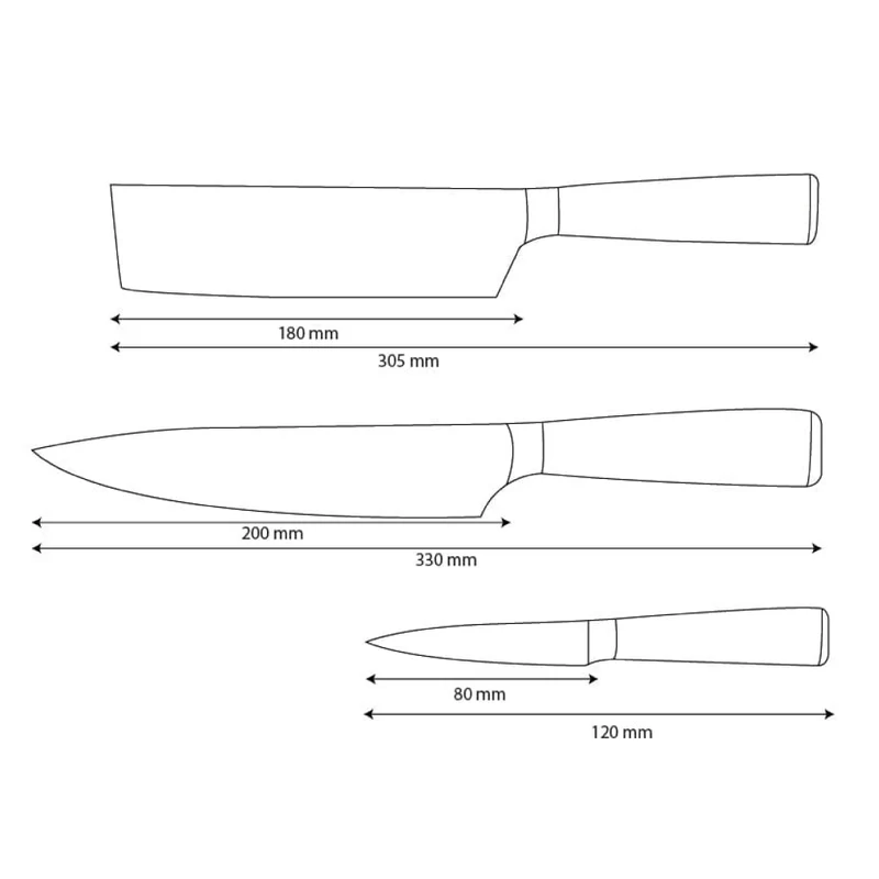 Shinrai Knives – 3-teiliges Messerset mit Damaszener-Print und Epoxid-Onyx – Kochmesser + Nakiri + Schälmesser