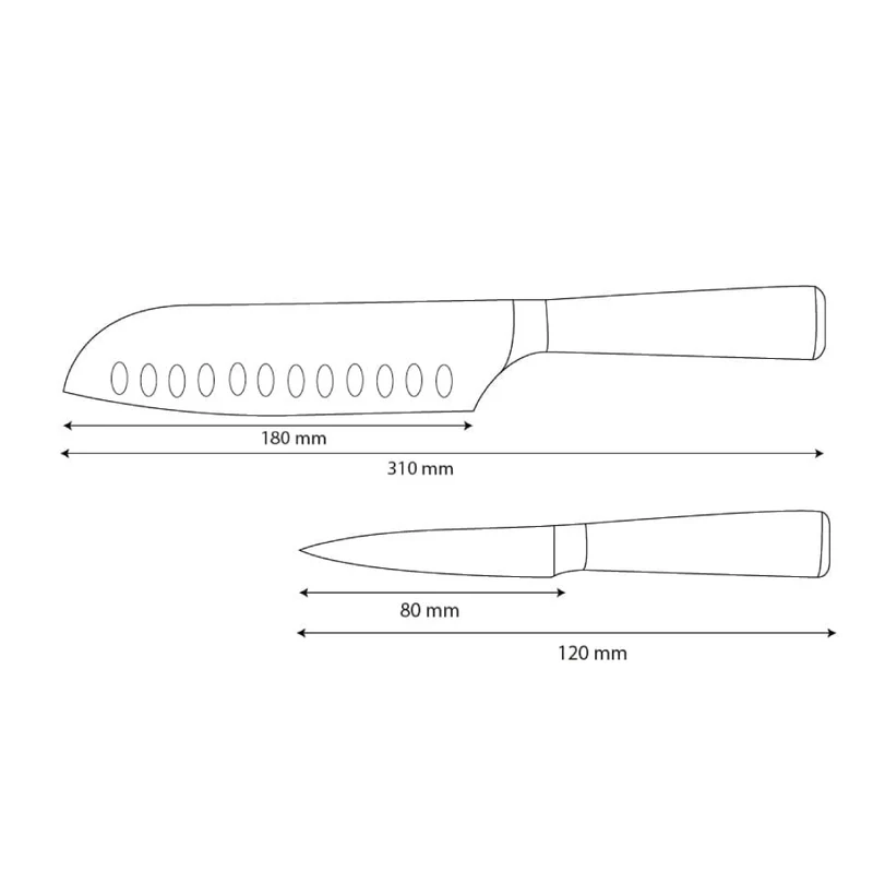Shinrai Knives – 2-teiliges Messerset mit Damaszener-Print und Epoxid-Onyx – Santoku + Schälmesser