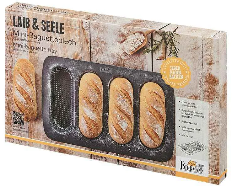 Birkmann Mini-Baguetteblech Laib und Seele 4-fach mit Antihaftbeschichtung