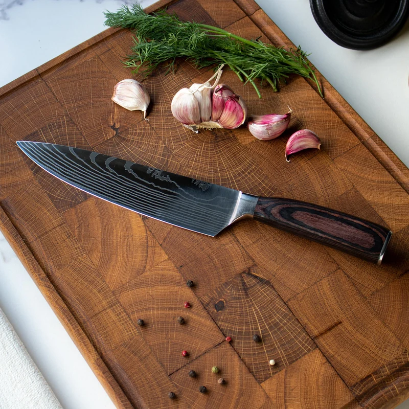 Shinrai Knives - Damastdruck - Kochmesser 20 cm