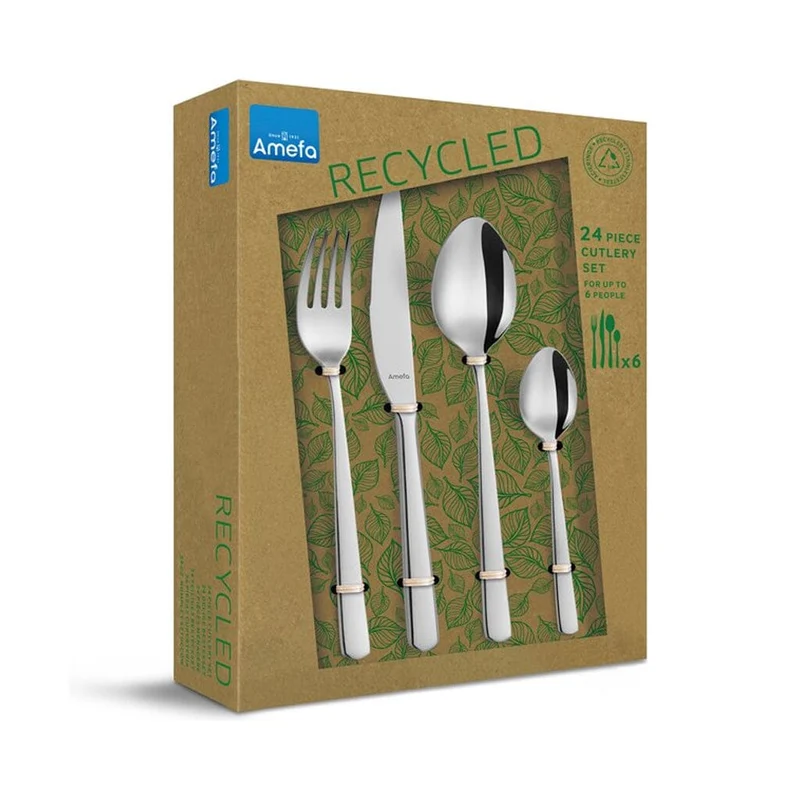 Amefa - Phoenix 24-teiliges Recycling-Besteckset 18/0 in Trend-Kraftkarton