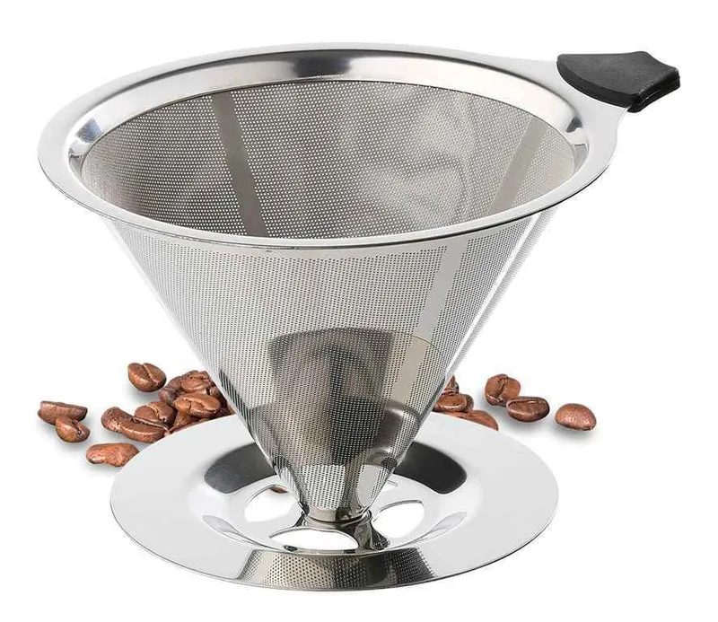 Cilio Dauerfilter für Kaffee mit Standfuß Edelstahl