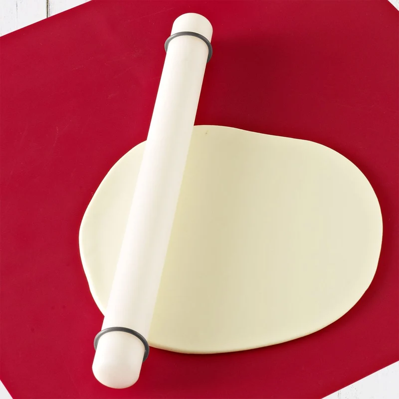Birkmann Ausrollstab, Easy Baking, 40 cm, weiß, mit Distanzringen aus Silikon