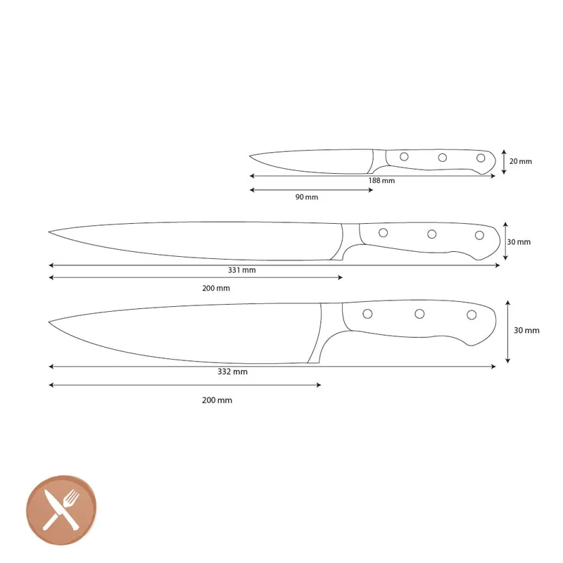 Wüsthof - Ikon Messerset 3-teilig