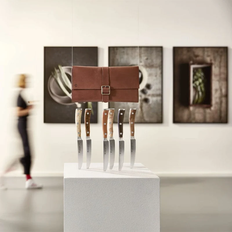 Wüsthof - Ikon Steakmesserset 6-teilig + Ledermessertasche