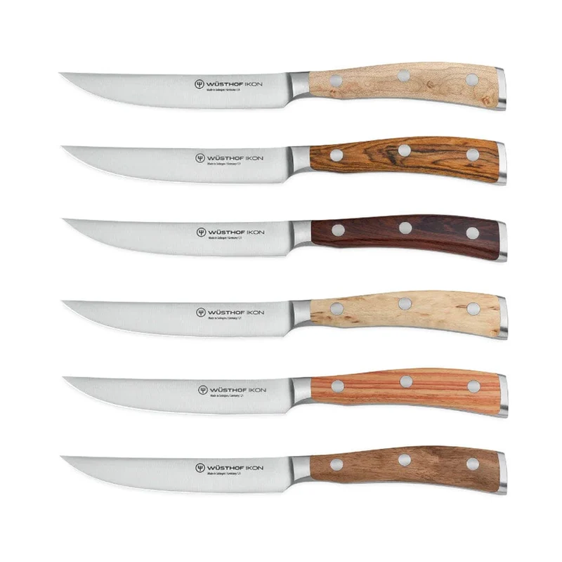 Wüsthof - Ikon Steakmesserset 6-teilig + Ledermessertasche