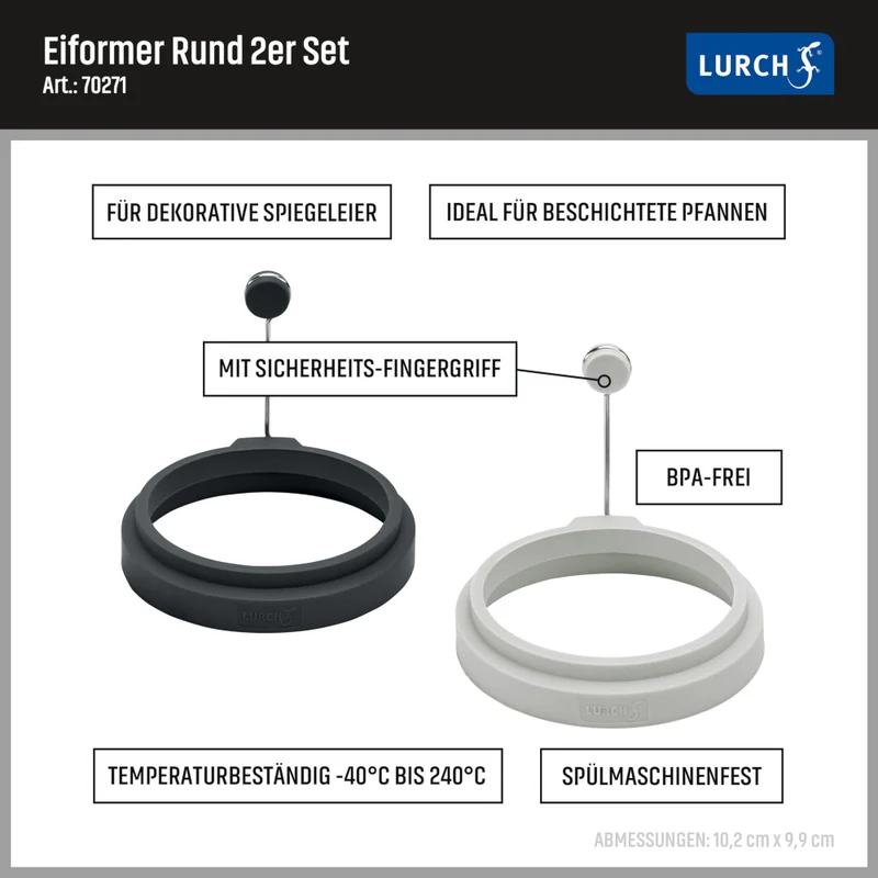 Lurch Eiformer Rund 2er Set iron grey