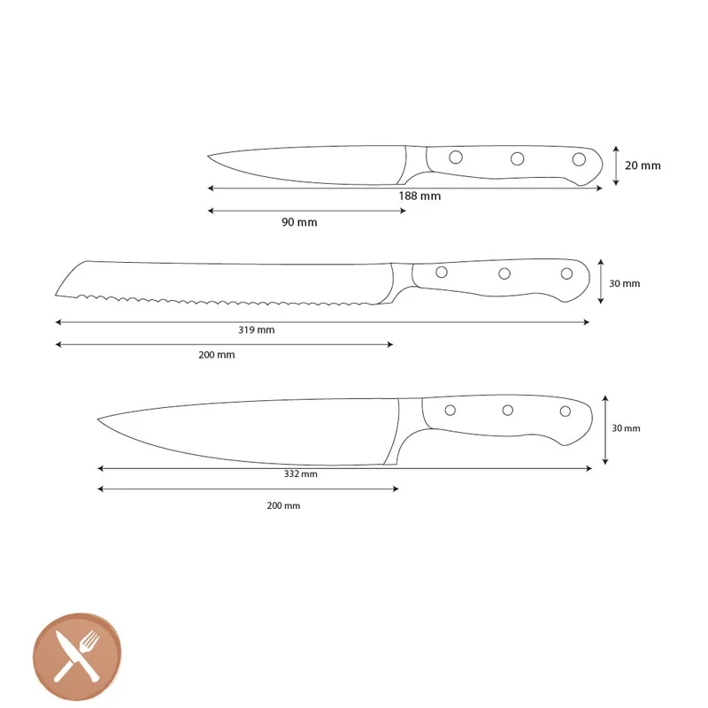 Wüsthof - Classic Messerset mit Brotmesser 3-teilig