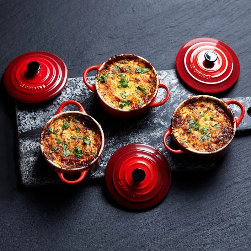 Le Creuset - 4er-Set Mini-Bratpfannen Kirschrot 10cm 0,25l