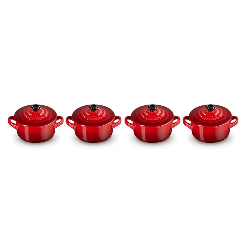 Le Creuset - 4er-Set Mini-Bratpfannen Kirschrot 10cm 0,25l