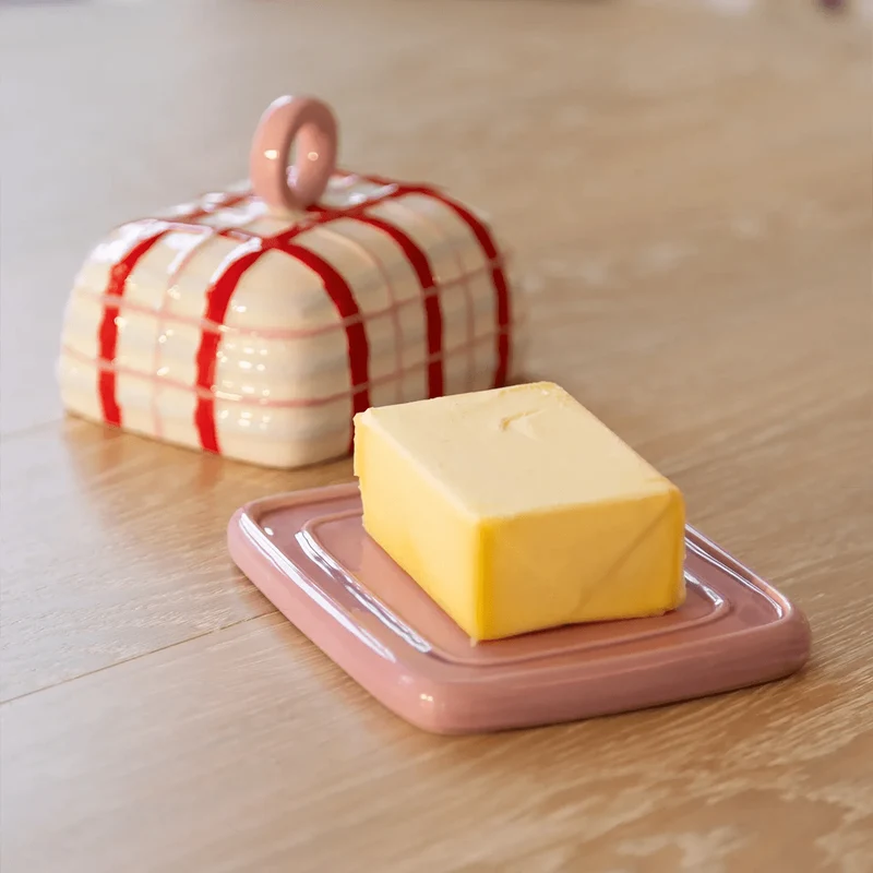 &Klevering - Butterdose kariert rosa