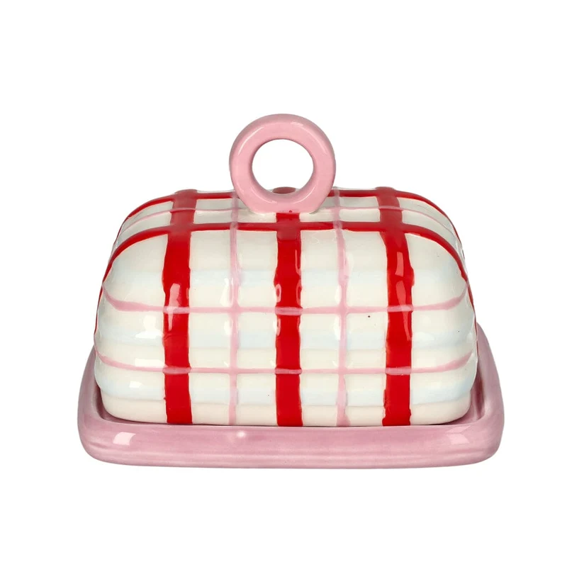 &Klevering - Butterdose kariert rosa