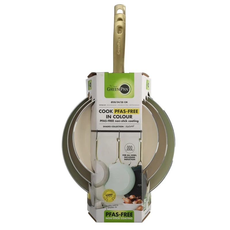 GreenPan - Natural 3-teiliges Pfannenset mit keramischer Antihaftbeschichtung 20/24/28 cm
