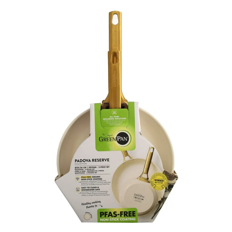 GreenPan - Padova Cream White 2-teiliges Pfannenset mit keramischer Antihaftbeschichtung 20/26 cm