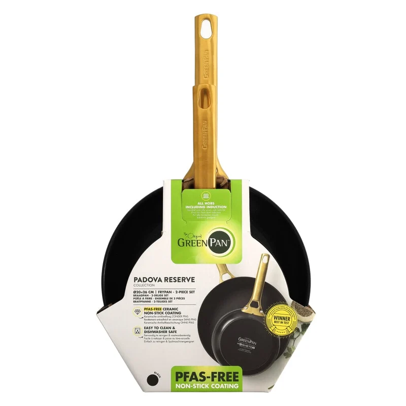 GreenPan - Padova Reserve Black 2-teiliges Pfannenset mit keramischer Antihaftbeschichtung 20/26 cm