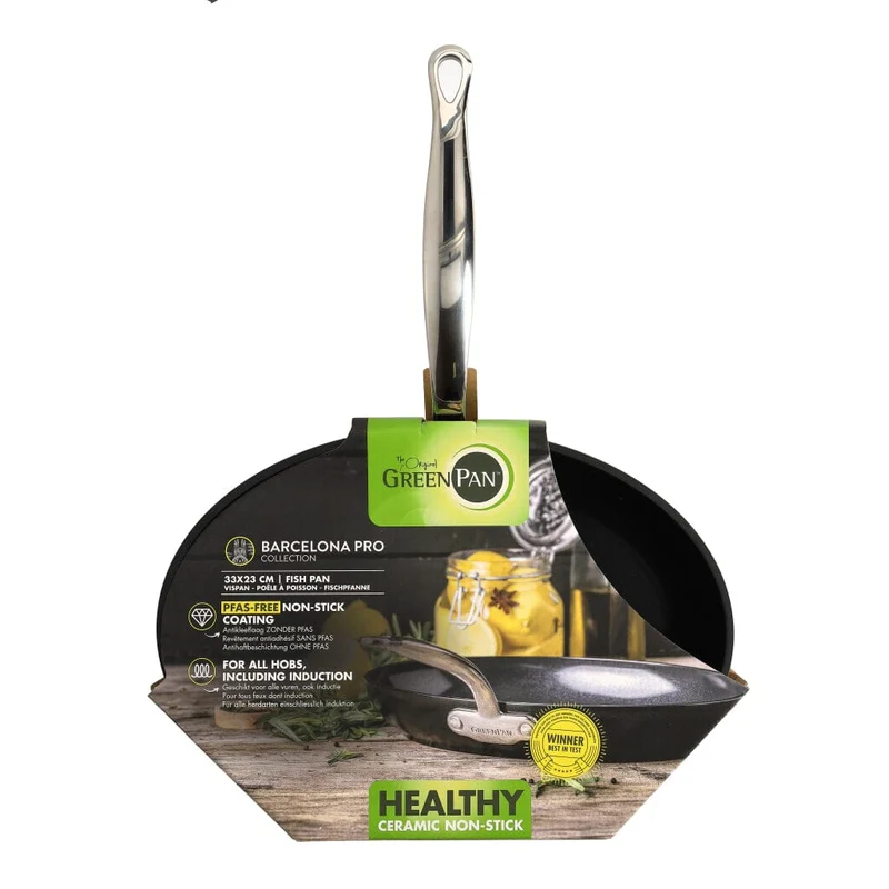 Green Pan - Barcelona Pro Fischpfanne mit Keramik-Antihaftbeschichtung 33 x 23 cm