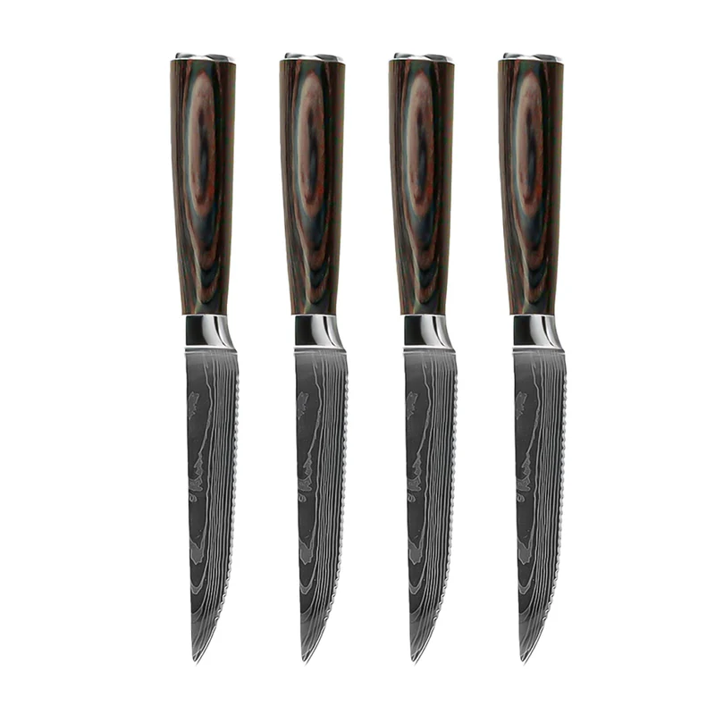 Shinrai Messer – Damastmuster, 4 Steakmesser, 12 cm
