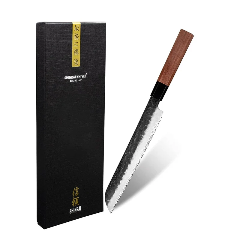 Shinrai Knives - Kurayami Damascus Brotmesser 20 cm