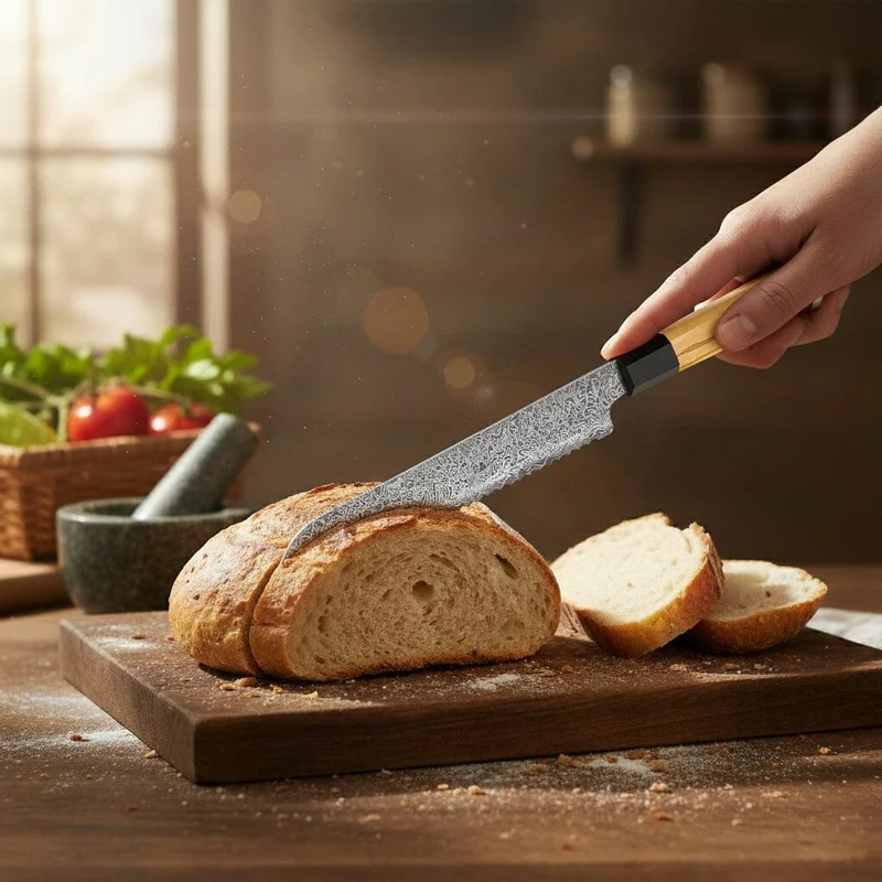 Shinrai Knives - Takumi Kaza Damascus Brotmesser 20 cm