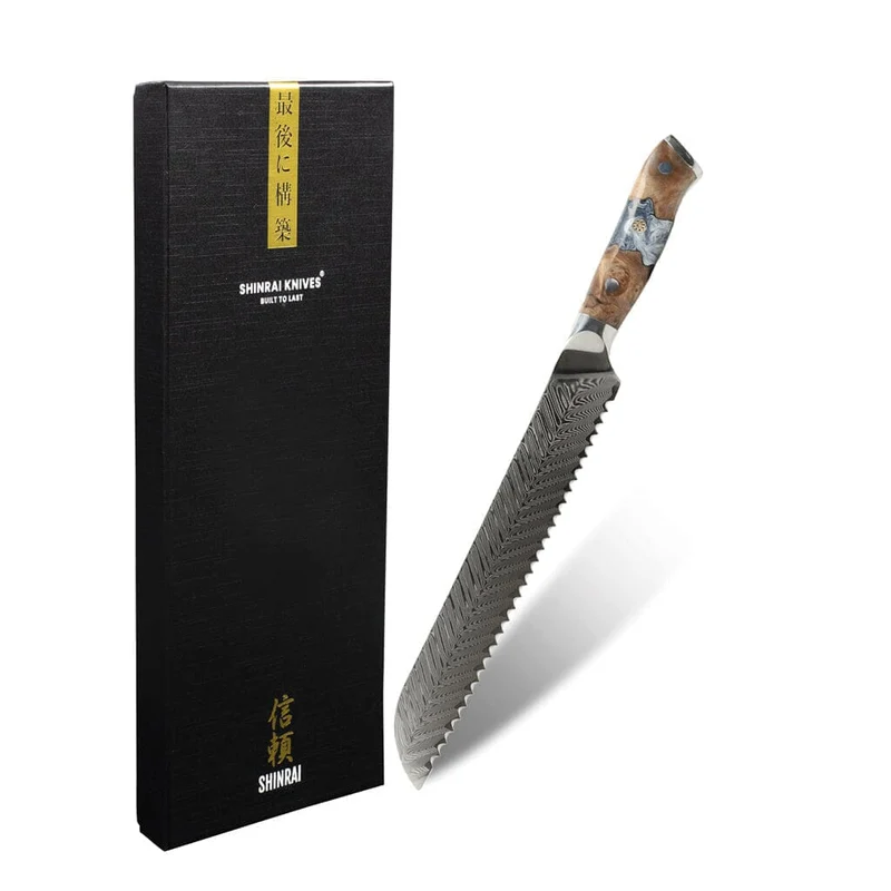 Shinrai Knives - Eclipse Series Damascus Brotmesser 20 cm