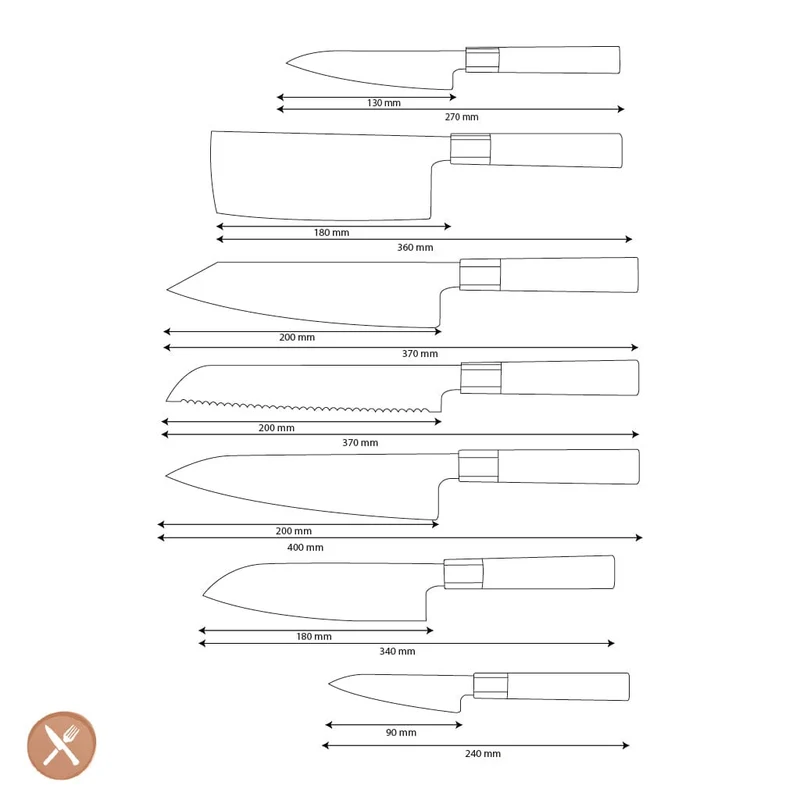 Shinrai Knives - Kurayami 7-teiliges Damastmesserset