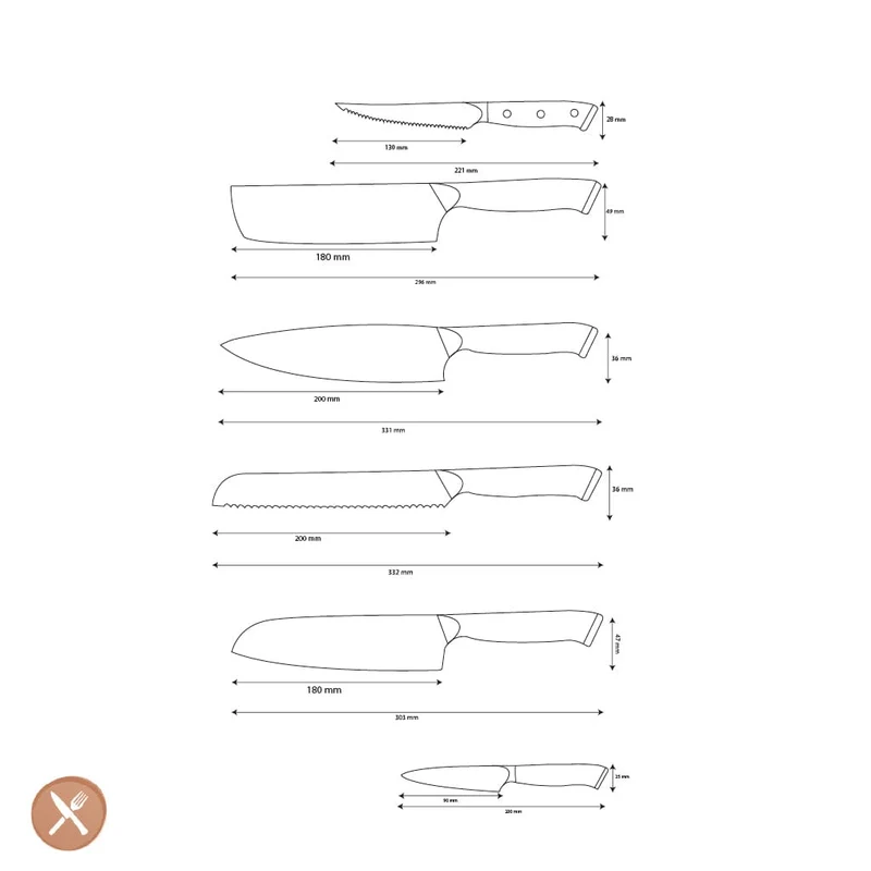 Shinrai Knives - 6-teiliges Damastmesserset der Eclipse-Serie