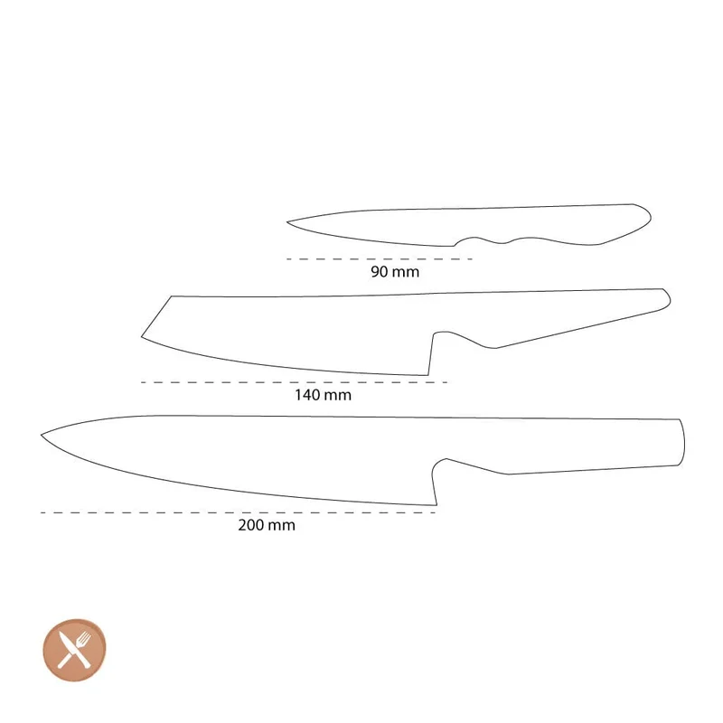 Global - G-2538 Kochmesser + Gemüsemesser + Büromesser