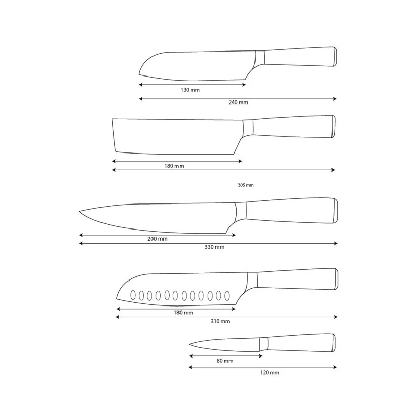 Shinrai Knives – 5-teiliges Messerset mit Damaszener-Print