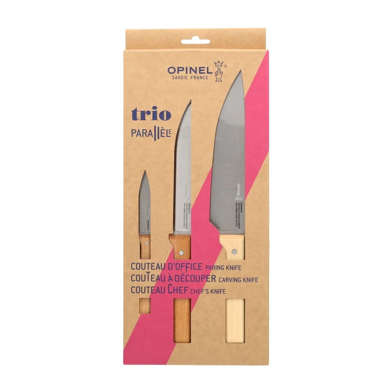 Opinel - 3-teiliges Messerset, Opinel Parallèle, Edelstahl/Holz