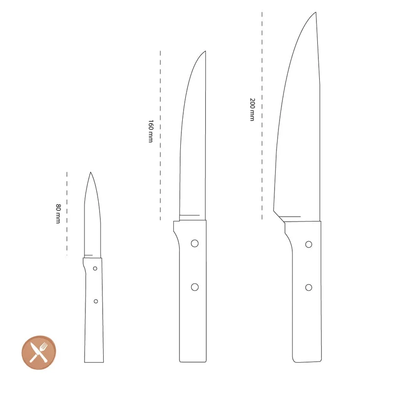 Opinel - 3-teiliges Messerset, Opinel Parallèle, Edelstahl/Holz