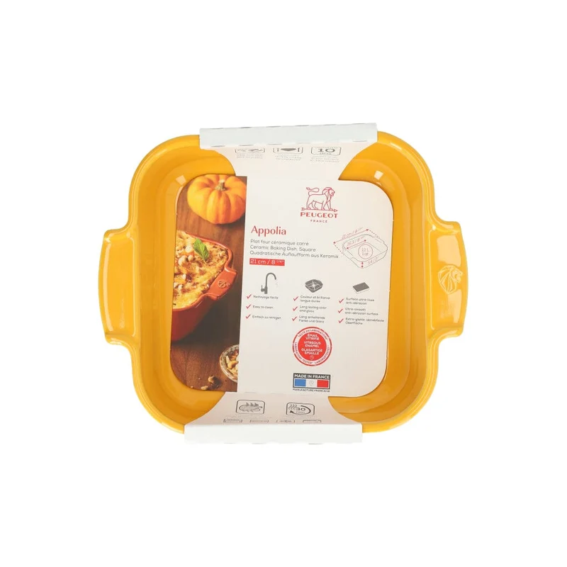 Peugeot - Appolia Auflaufform Quadratisch 21 cm Safrangelb