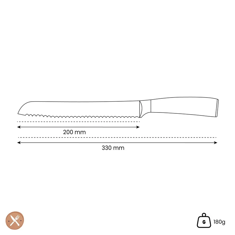 Shinrai Knives - Brotmesser mit Damascus Print Epoxy Onyx 20 cm