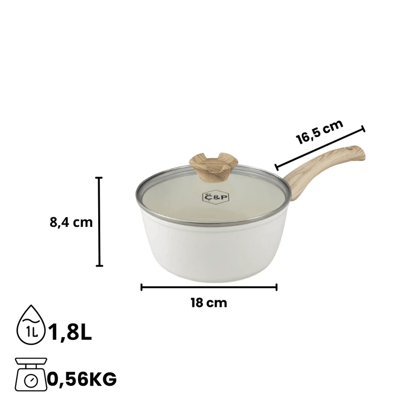 Cook & Pan - Go Ivory Stahlpfanne 18 cm mit Glasdeckel