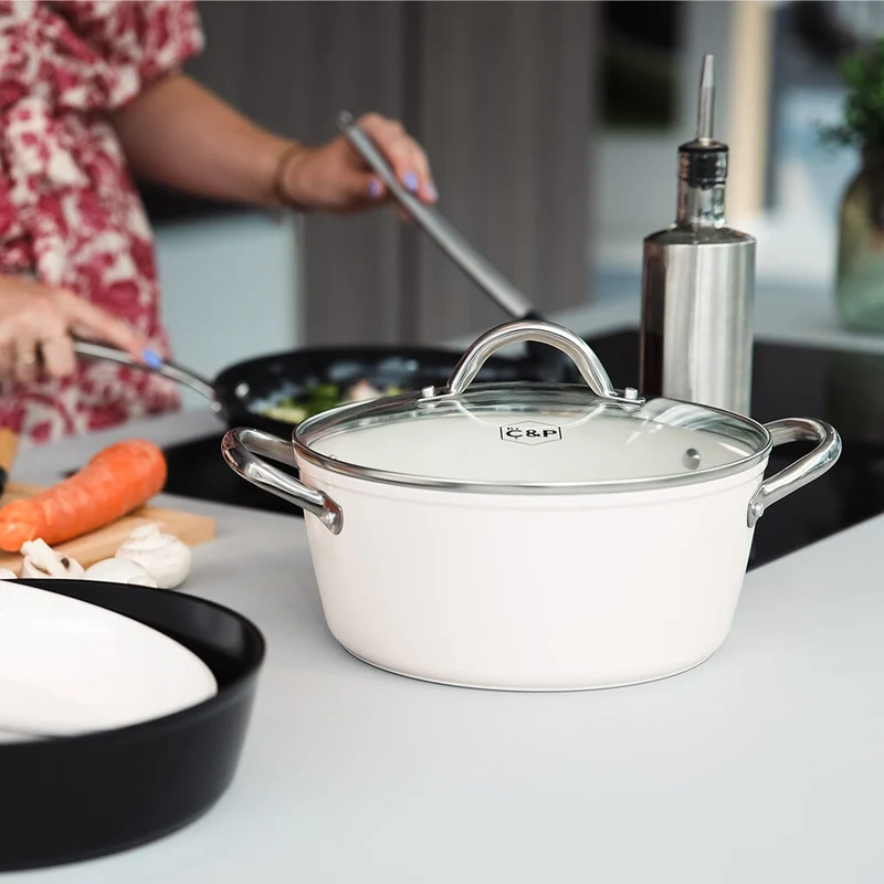 Cook & Pan - Go Ivory Kochpfanne 24 cm mit Glasdeckel