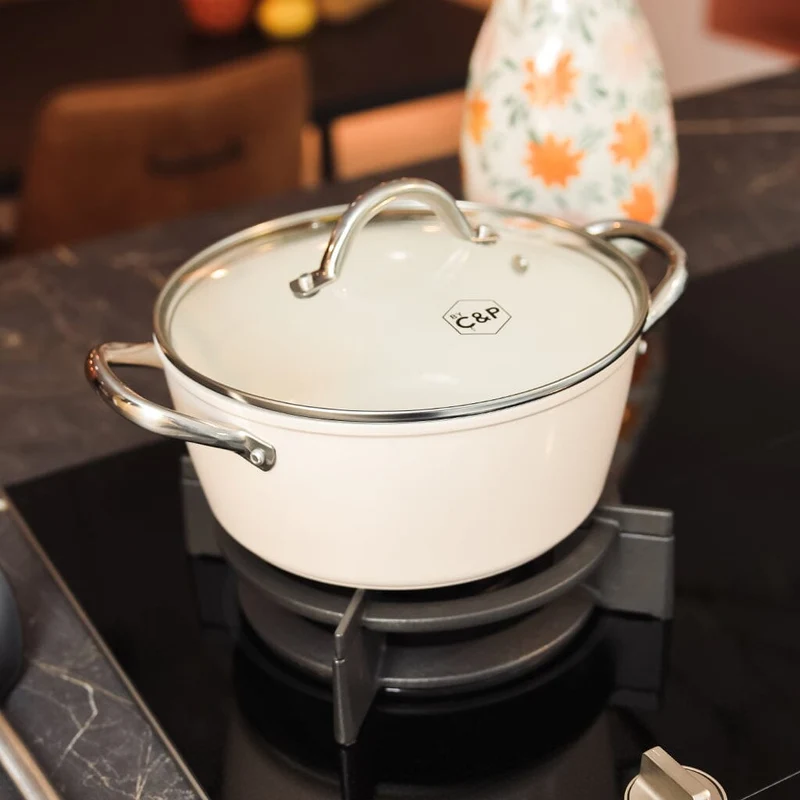 Cook & Pan - Go Ivory Kochpfanne 24 cm mit Glasdeckel