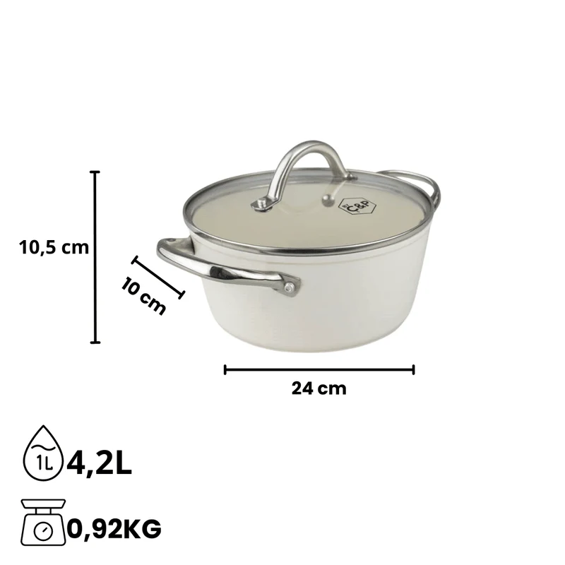 Cook & Pan - Go Ivory Kochpfanne 24 cm mit Glasdeckel
