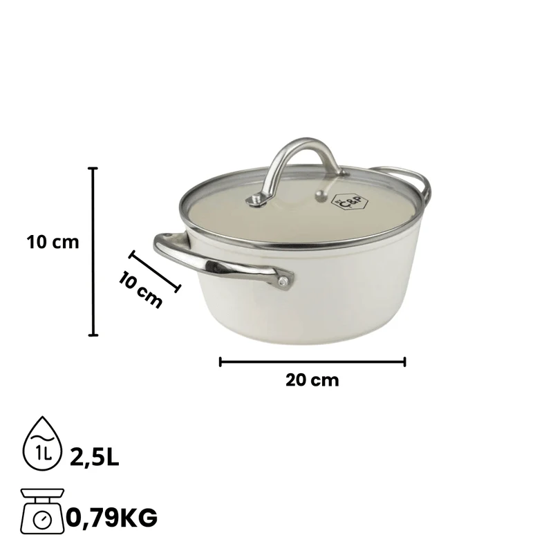 Cook & Pan - Go Ivory Kochpfanne 20 cm mit Glasdeckel