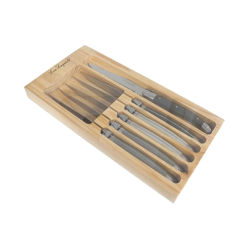 Lou Laguiole - Tradition 6 Steakmesser - Pfeffer/Perle/Taupe
