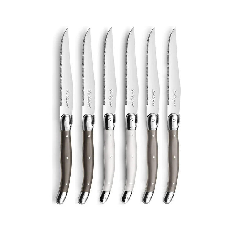 Lou Laguiole - Tradition 6 Steakmesser - Pfeffer/Perle/Taupe