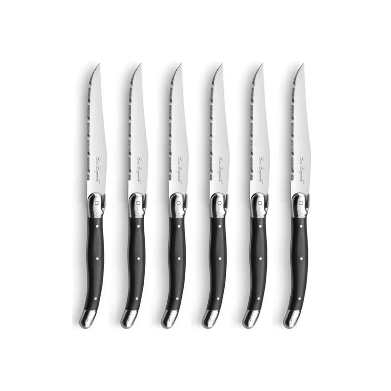 Lou Laguiole - Tradition 6 Steakmesser + Messerblock - Anthrazit