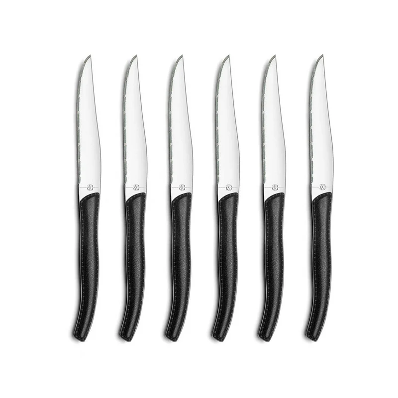 Lou Laguiole - Sky 6 Steakmesser + Messerblock - Schwarz